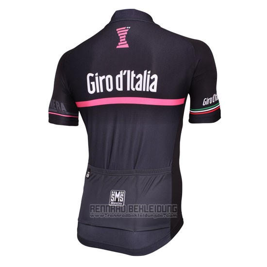 2016 Fahrradbekleidung Giro D'italien Shwarz und Rot Trikot Kurzarm und Tragerhose